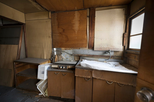 Old kitchen ready for demolition and debris removal