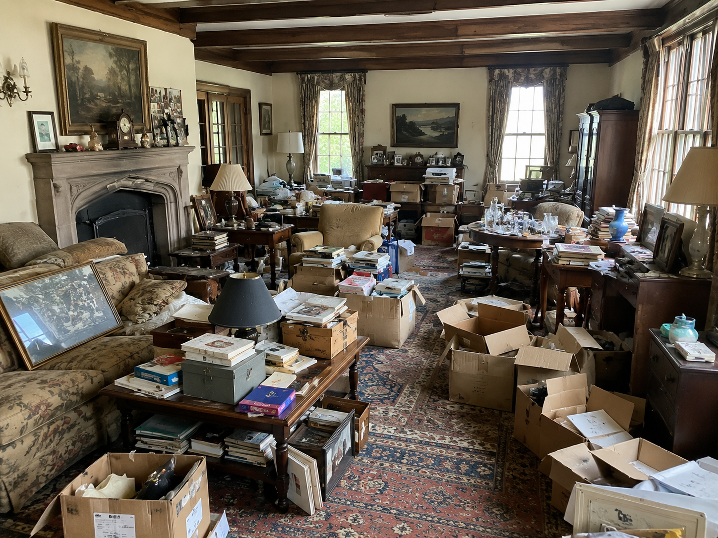 Estate property filled with furniture before cleanout on the North Shore